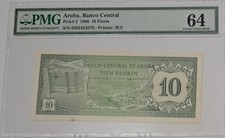 Aruba Banco Central 10 Florin 1986 South America SN# 0205434270 PMG 64 Banknote