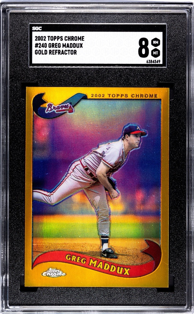GREG MADDUX 2002 TOPPS CHROME #240 BASEBALL TRUE GOLD REFRACTOR BRAVES SP RARE