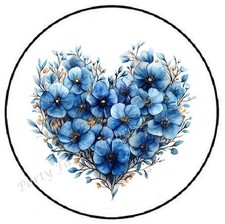 BLUE FLOWER HEART ENVELOPE SEALS LABELS STICKERS PARTY FAVORS