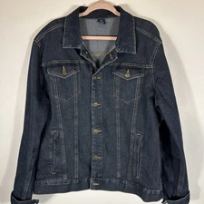 George Jean Jacket Men XL (46-48) Dark Blue Denim Button Up Long Sleeve Collared