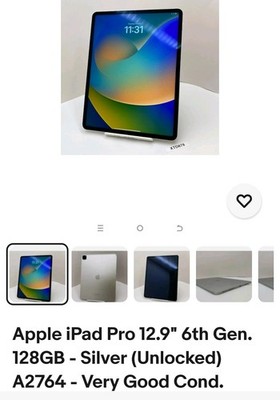 Apple iPad Pro 12.5 Inch Display cellular 128GB Great Condition Protective Case.