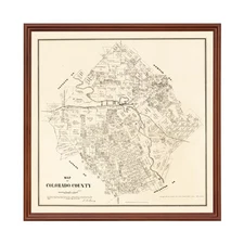 Old Map of Colorado County, TX 1880 - Vintage Texas Art
