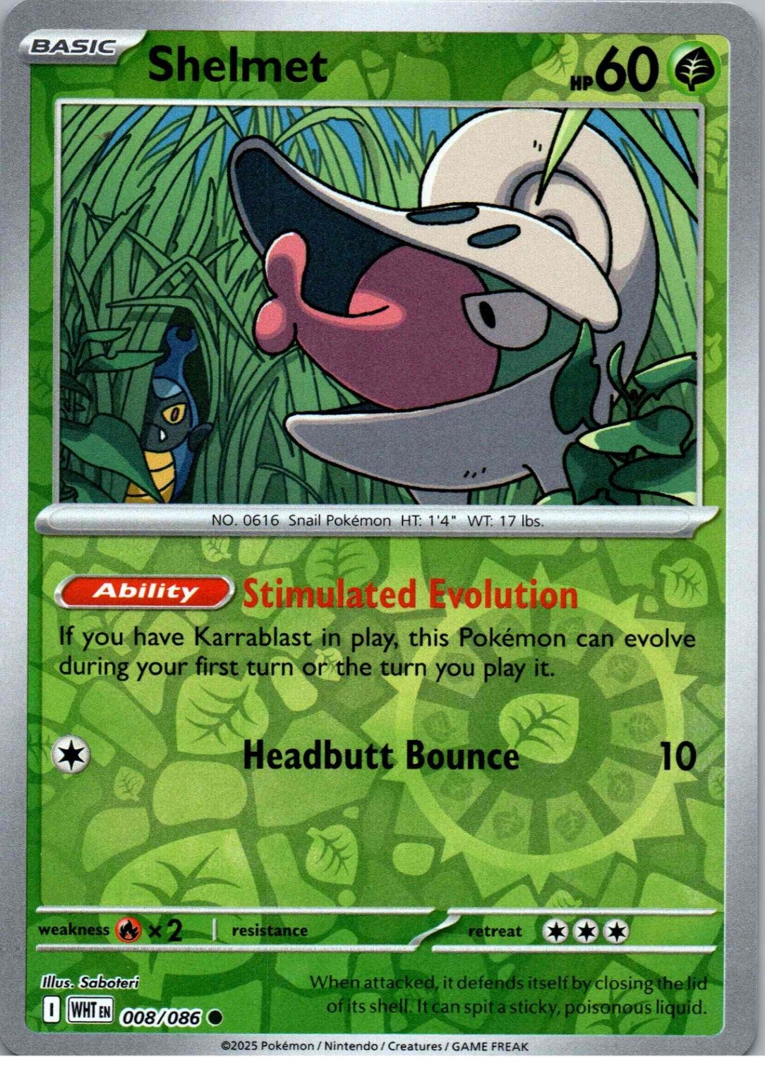 Shelmet - Common - SV: White Flare - 008/086 - NM - Reverse Holo