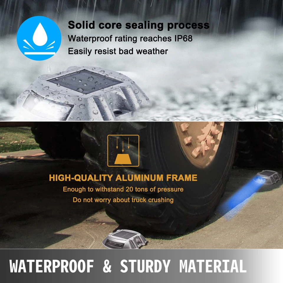 VEVOR 4-24 Pçs Luzes Solares de Entrada Multicoloridas LED Solar Dock Deck Lights, IP68 - Imagem 3 de 4