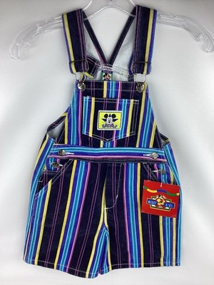 Vintage 1990 s Mickey For Kids Stripped Denim Overall Shorts (Shortalls) SIZE 6