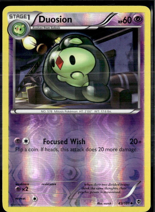 Duosion 43/101 Uncommon Plasma Blast Pokemon Reverse Holo Lightly Played