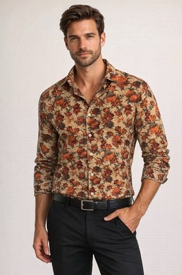 Joseph Abboud Vintage Inspired Men s Floral Dress Shirt Boho Earthy   Size Large