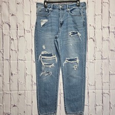 Aeropostale Aero Boyfriend Jeans Womens 10 Light Wash Distressed Ripped Denim