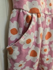 Cat  Jack Pink Floral Dress Whimsical Short Sleeves  Pockets Size L 10/12