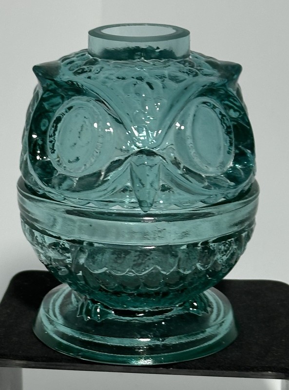 New Uranium Glass Owl Fairy Lamp In Peacock Rare!!! Going Fast!