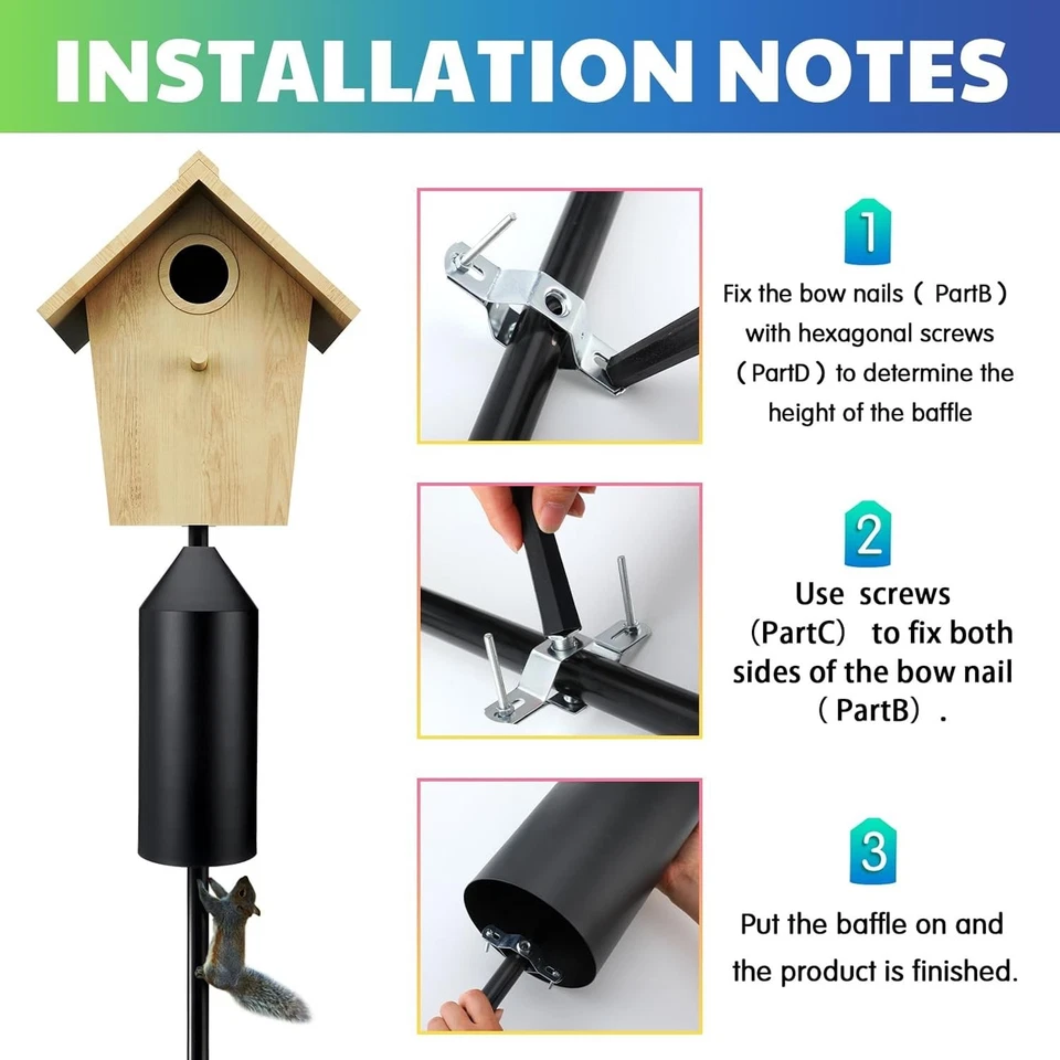 1 pieza deflector de ardilla de metal para alimentador de aves poste ardilla derrotador cilindro P... Foto 3 de 4