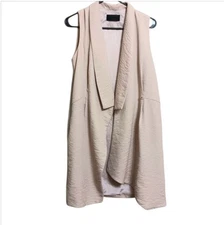 Blaque Label S Beige Open Front Cascading Lagenlook Vest