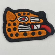 Ocelotl (Jaguar) Aztec Calendar Day Symbol Patch: Embroidered, Sew On, 3” X 2”