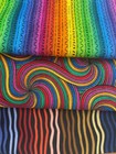 LOT of 3 FABRICS in BRIGHT Rainbow COLORS diff designs that coordinate 3+ YARDS — photo 1