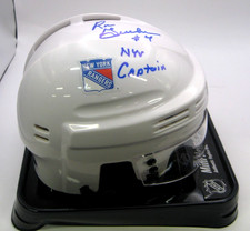 RON GRESCHNER RANGERS LEGEND AUTO MINI HELMET INSCRIBED 