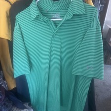 Under Armour Men's Polo Golf Loose Heat Gear green/blue Stripe Size XL