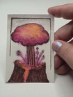 ACEO Art Card Original Hand-Painted Watercolor, Volcano Eruption, Purple Lava — photo 1