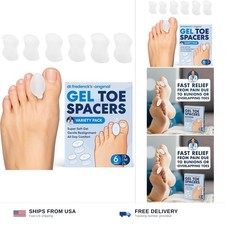 Gel Toe Separators Bunion Relief 6 Pack Silicone Spacers for Women Men
