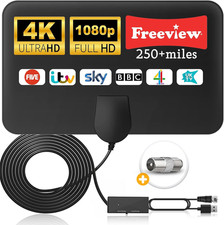 Amazqi TV Aerial Indoor-Amplified Smart Digital 4K 1080P TV Aerial 250+ Miles Lo