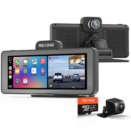 Rexing Wireless Apple CarPlay & Android Auto Display with 4K Dash Cam - Picture 3 of 3