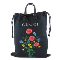 Gucci Chateau Marmont Floral Canvas Drawstring Tote Bag Black | eBay