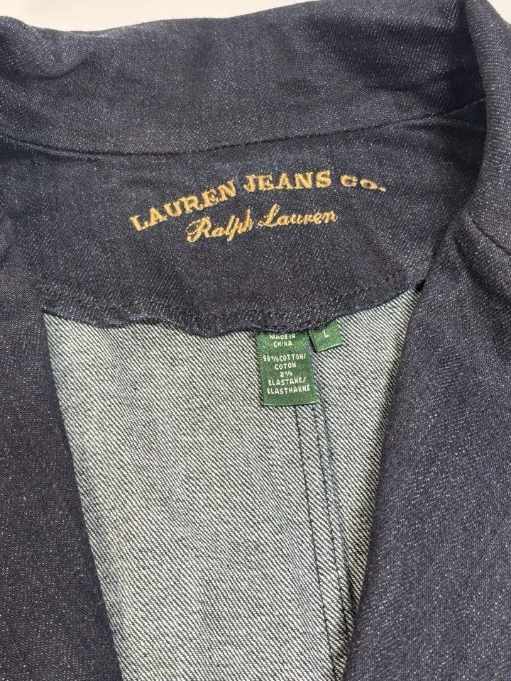 Vintage Ralph Lauren Jean Co Two Button Crest Blazer Women’s Large Dark Denim - Image 4 of 4