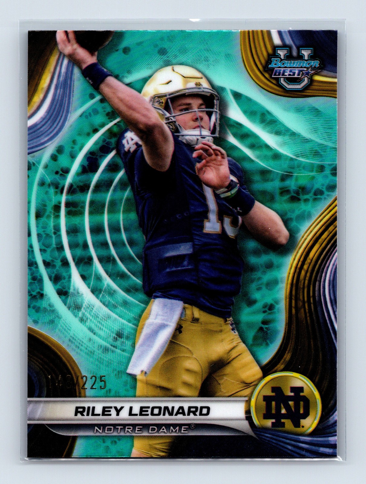 2024 Bowman University Best #29 Riley Leonard Aqua Refractor #/225