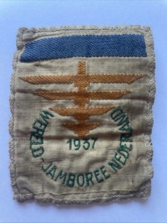 Rare 1937 Netherlands 5th World Scout Jamboree Participant Cloth Blue Top Badge.