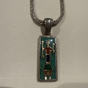 Solid sterling Silver Native American Byzantine 18”Necklace With Pendant Navajo