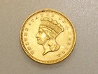 1859 $1 INDIAN PRINCESS HEAD GOLD COIN