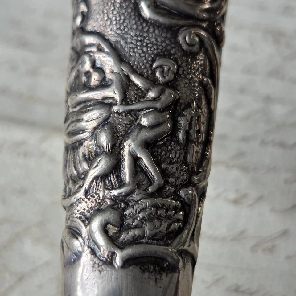 Pommeau Ombrelle Argent Ancien XIXè Travail Hollandais Canne - Photo 4/4