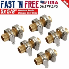 5 Pcs 5/8" inch Garden Hose Repair Mender Coupler Connector with Stainless Clamp