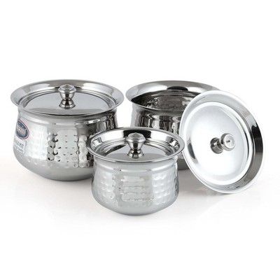 Stainless Steel Handi Serving Bowl Set 600ml, 1000ml, 1500ml Set of 3 Piece
