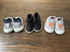 Lot of 3 Pairs Baby Tennis Crib Shoes Slip On Anti Slip Mesh Boy Girl Size 2 3 4