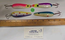 LOT OF 4 UNBRANDED 3.75" WALLEYE SPOONS FISHING TROLLING LURES EXTENDED GLOW