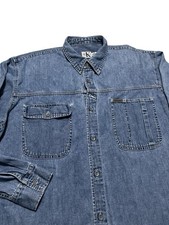 Vintage Calvin Klein Jeans Mens M Denim Light Wash Long Sleeve Button Down Shirt