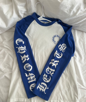 Chrome Hearts baseball long sleeve in white and blue | eBay