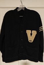 Vintage 50s MCM Varsity Football Sweater Cardigan Medium