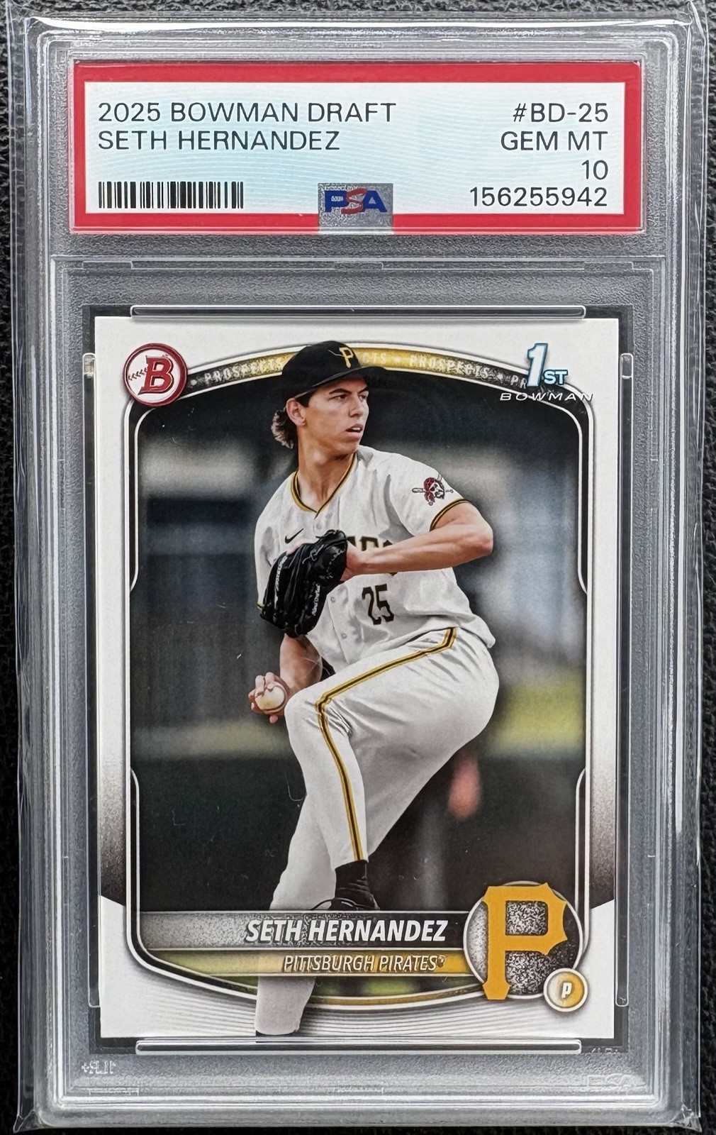 2025 BOWMAN DRAFT #BD-25 SETH HERNANDEZ RC 1st ROOKIE PSA 10 GEM MINT🔥💎 view 3