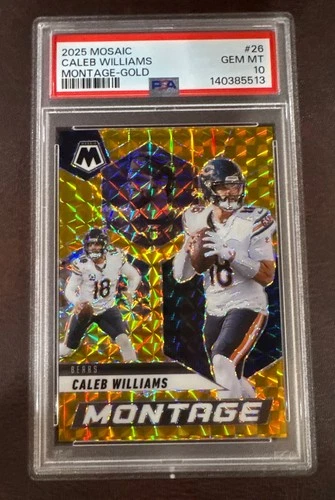 2025 Panini Mosaic Montage Caleb Williams #26 Gold Mosaic Prizm /10 PSA 10 POP 1