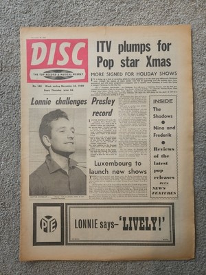 Disc Newspaper November 26th 1960 Lonnie Donegan Cover