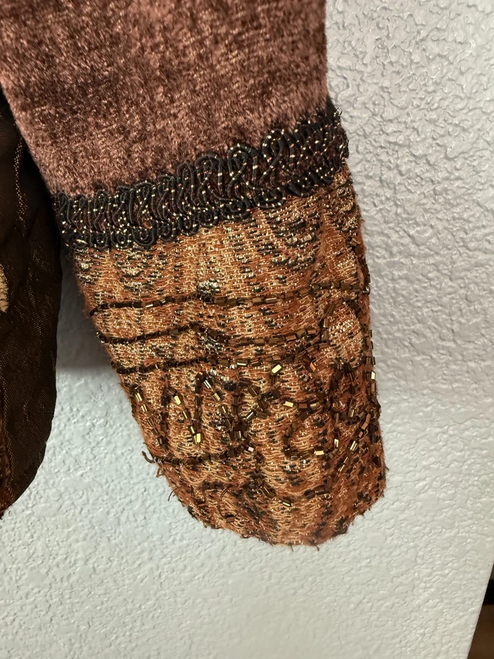 Chaqueta Indigo Moon Para Mujer XS Patchwork Terciopelo Cuentas Bordada Boho India Foto 2 de 4