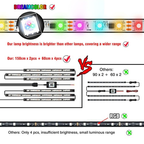 LED RGBW Auto Unterbodenbeleuchtung Underglow Körper Atmosphäre Lichtleiste APP - Afbeelding 6 van 13
