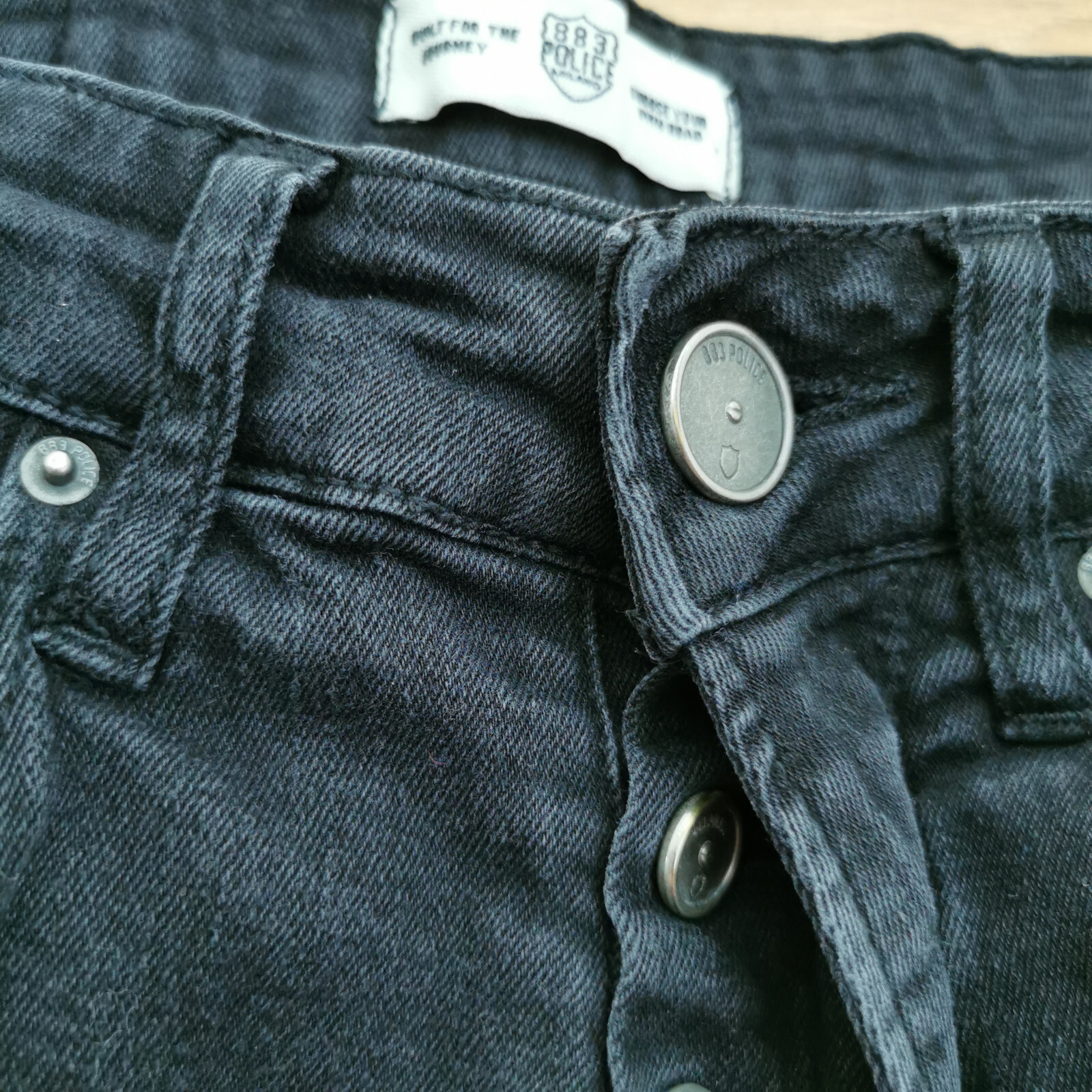 883 Police Moriarty Jeans Mens W28 L32 Black Skinny Fit Stretch Denim Button