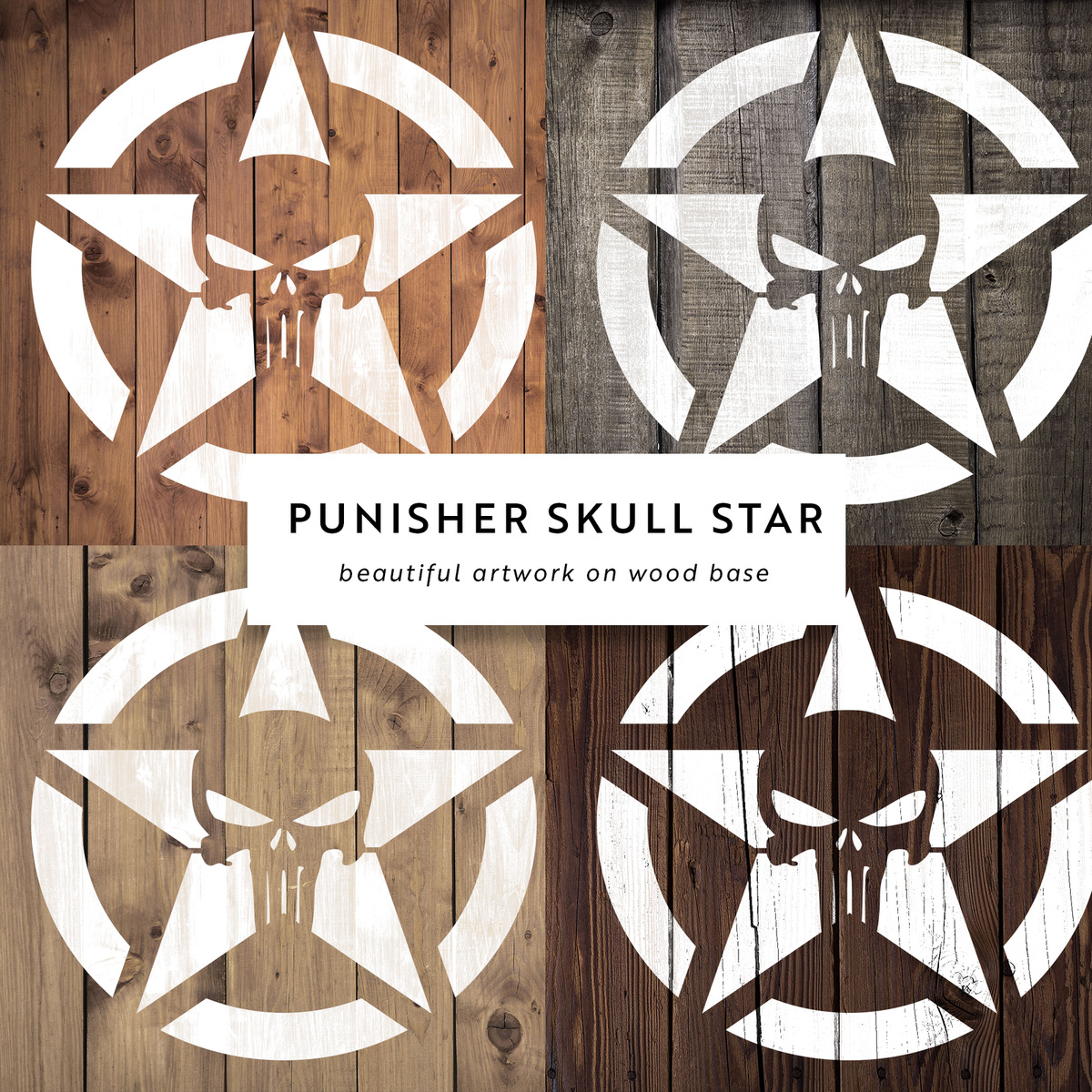 Punisher Stencil Design on Durable Mylar - Reusable Skull Stencil