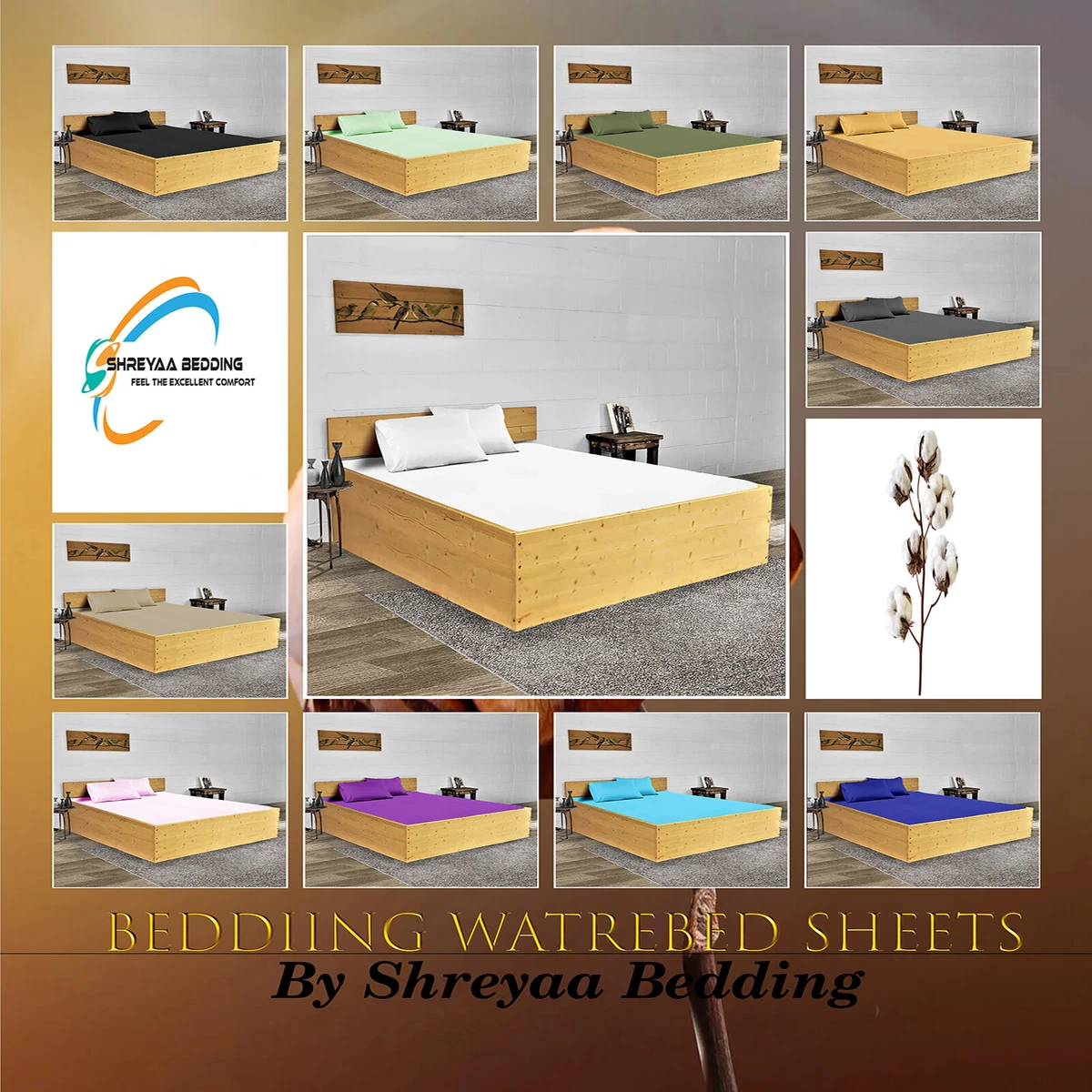 Super Soft 4 PC Attached WaterBed Sheet Set Egyptian Cotton Cal king Size