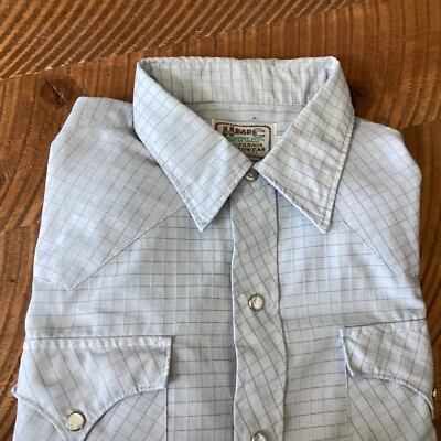 Vtg H BAR C  California Ranchwear Perm Press Pearl Snap Western Shirt 17.5 USA