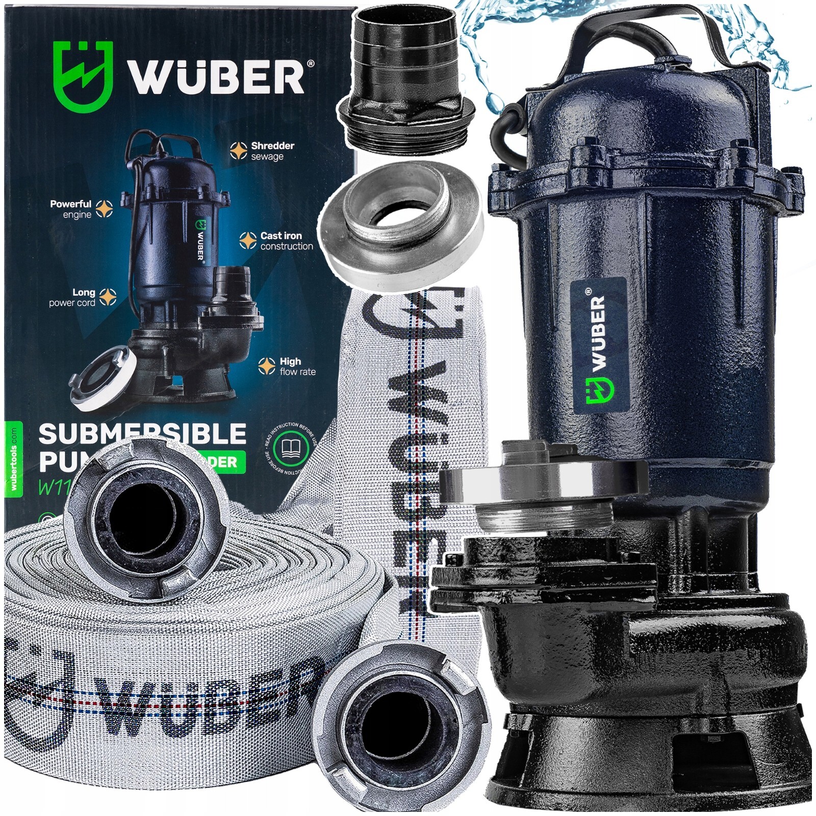 Pompe fosse septique broyeur pour vidanger une cuve usée avec tuyau 30m WUBER