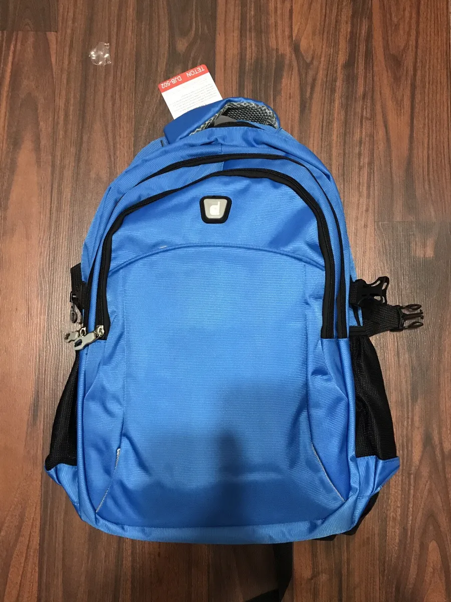 | - Backpack Dejuno Laptop Tablet Pocket Blue Black eBay Checkpoint-Friendly & 15.6\