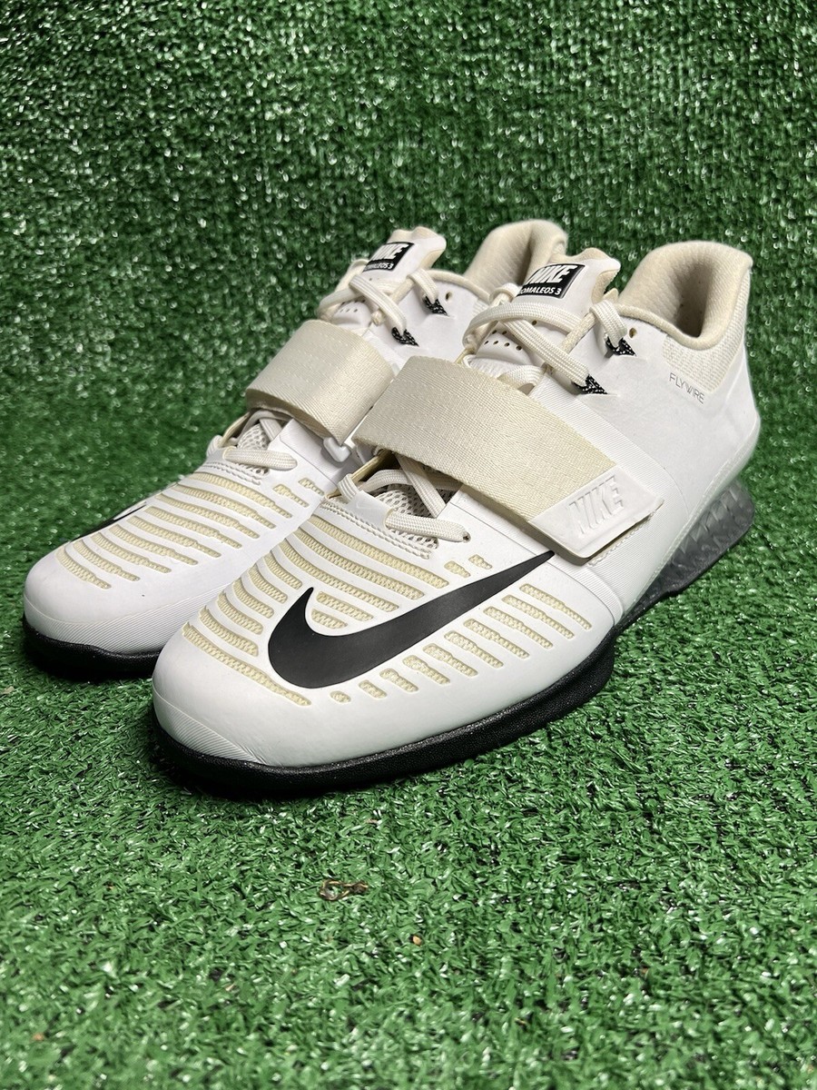 SAMPLE Nike Romaleos Weightlifting Shoes White Black 852933-100 Men's  Size 10